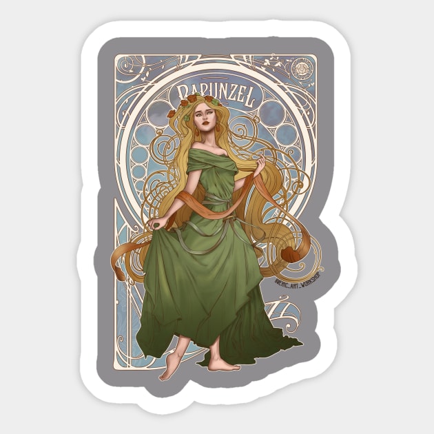 Rapunzel Art Nouveau Sticker by ERILAZ